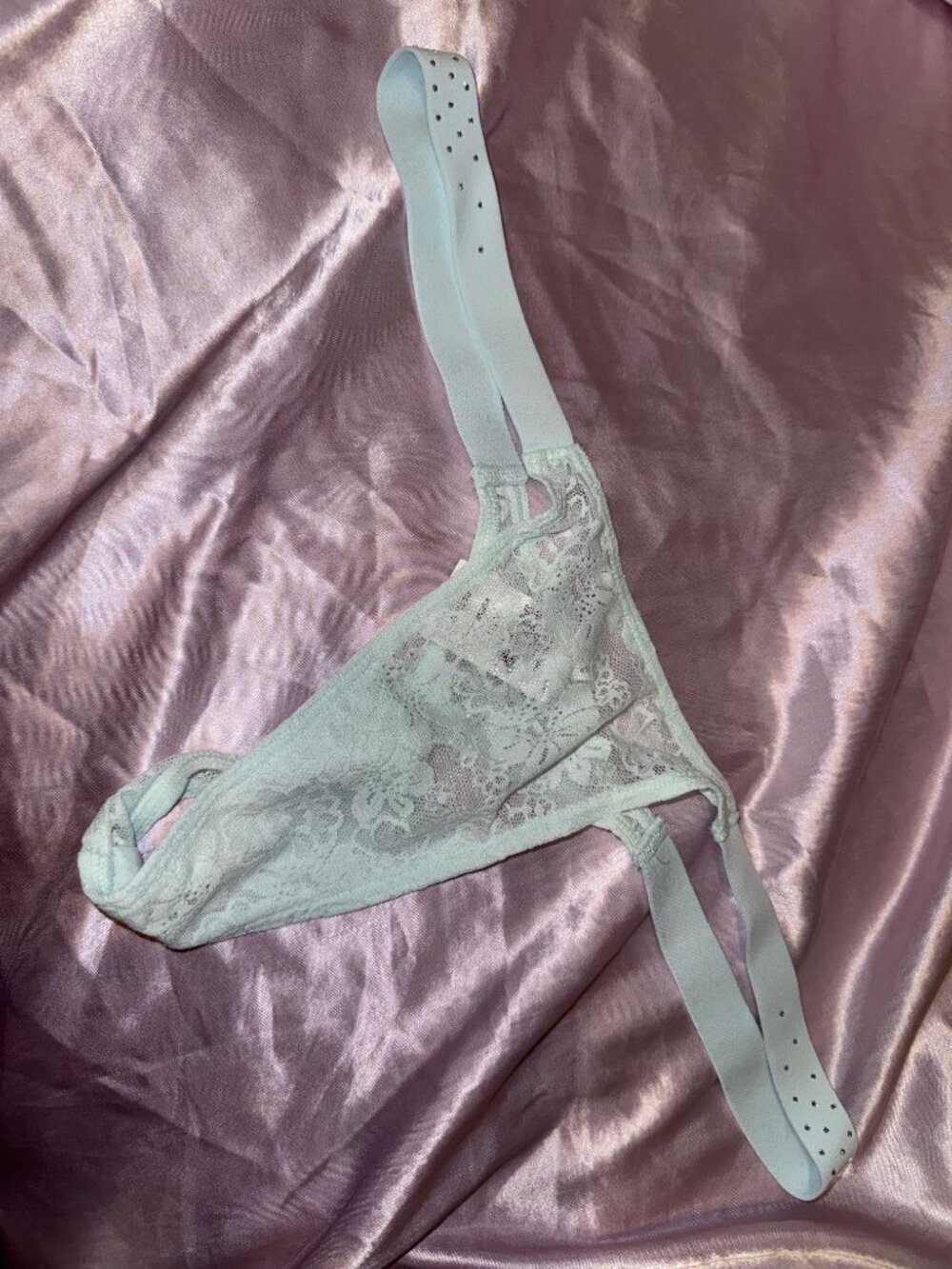 NWT PINK Victoria’s Secret Pastel Teal Shine Strap Lace Panty